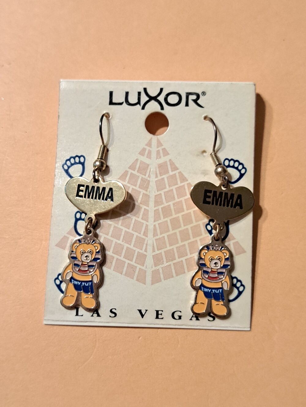 New Luxor Las Vegas Gold Tone Emma Tiny Tut Dangling Drop Earrings